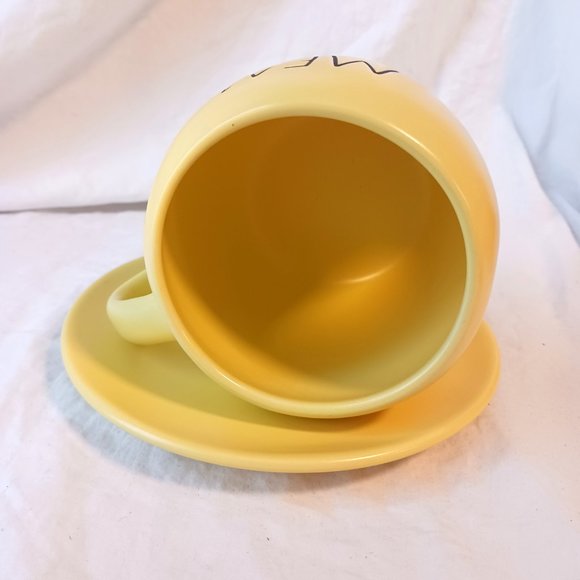 Rae Dunn Memaw Grandma Sunny Yellow Tea Coffee Mug Black Writing Cup and Saucer - Picture 6 of 12